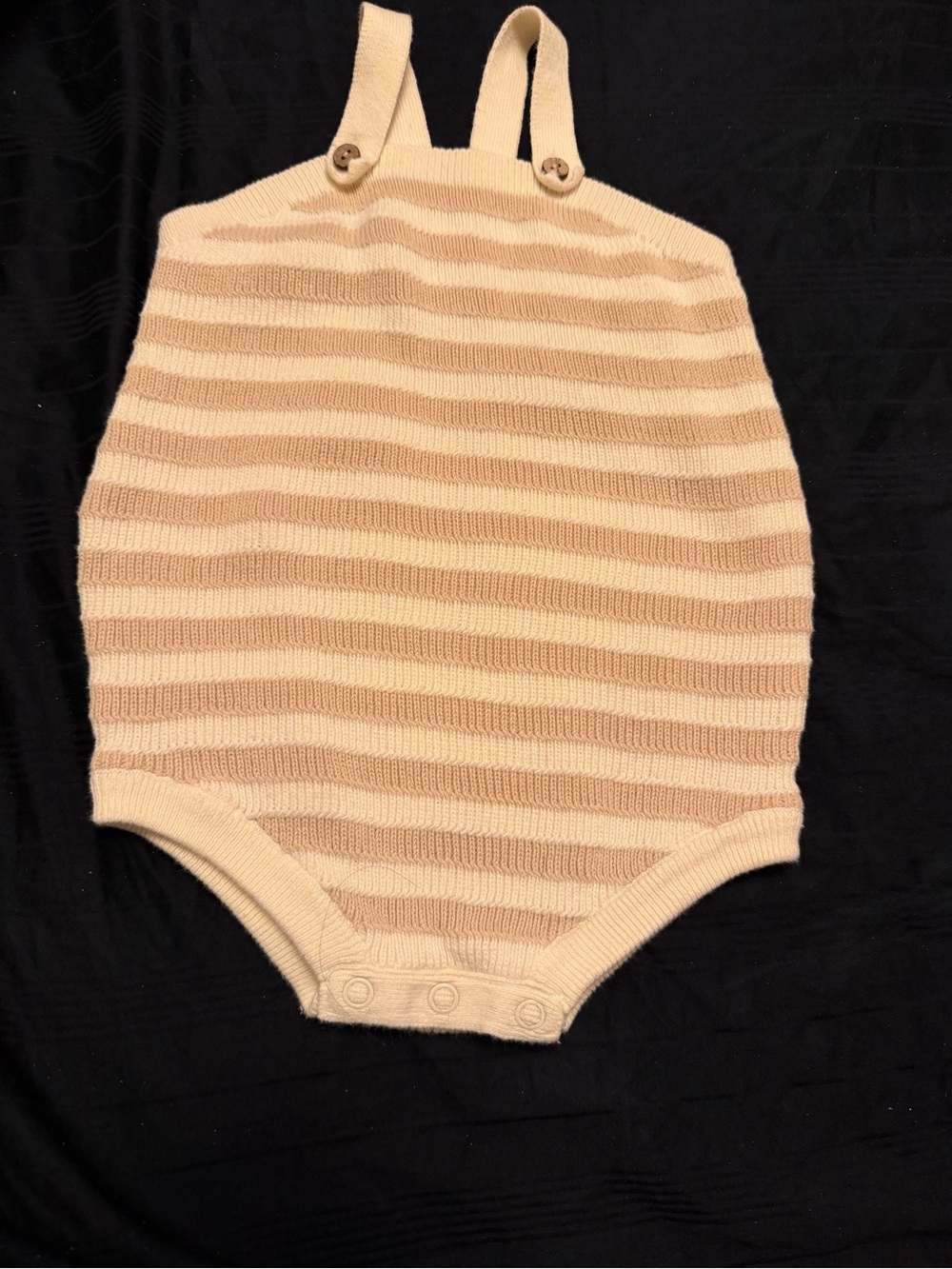 Rylee + Cru Tan and Cream Striped Knit One-Piece Bodysuit